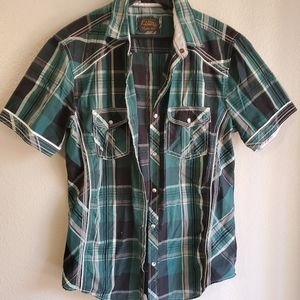 Vintage 7 diamonds turquois plaid short sleeve